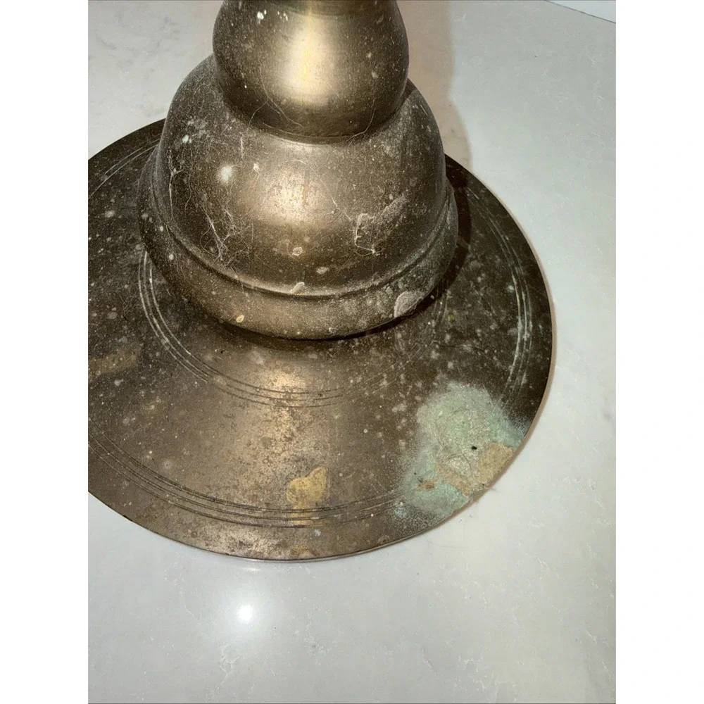 ANTIQUE VTG HEAVY BRASS FLOOR CHURCH ALTER CANDLE CANDLESTICK HOLDER 39.5 IN H